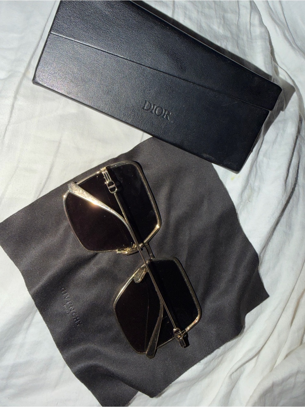 Dior Men’s Black Lenses with Gold Frame Sunglasses